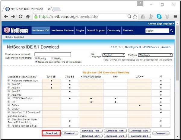 NetBeans Download Page