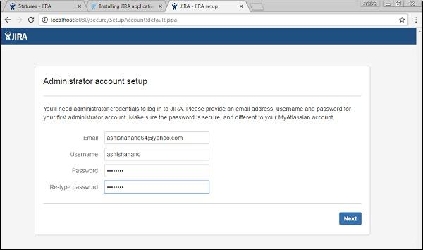 Administration Account Setup