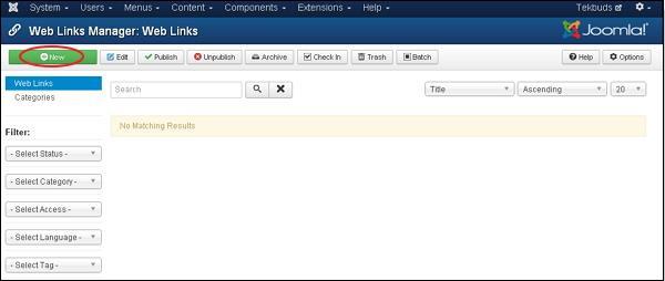 Joomla Adding Weblinks