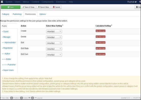 joomla Category Management