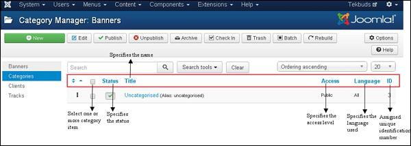 joomla Component Menu