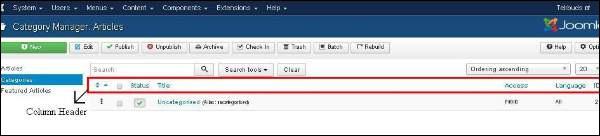 joomla Content Menu