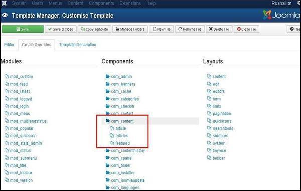 joomla Customize Template
