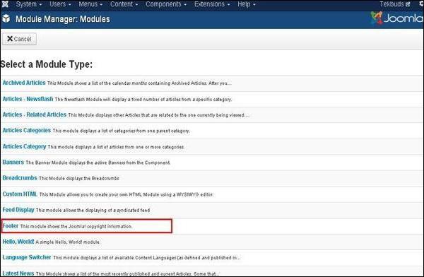 Joomla Footer Module