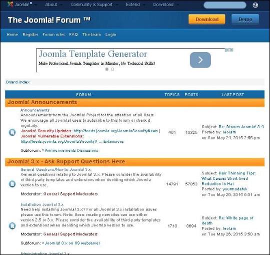 joomla Help Menu