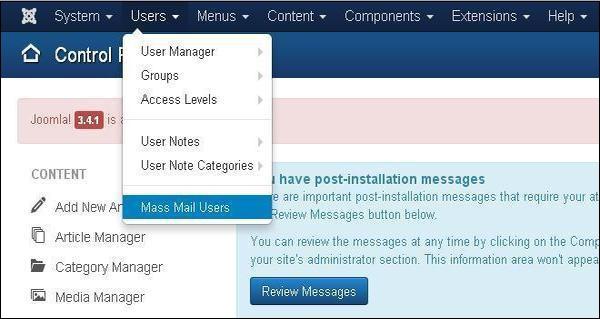 Joomla Mass Emailing