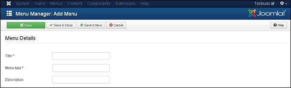 Joomla Menus Menu