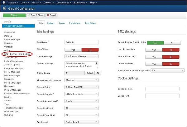 Joomla Website Backup