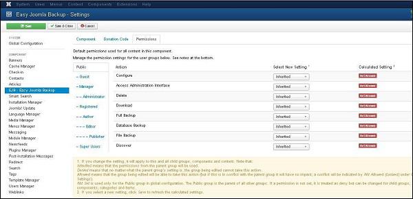 Joomla Website Backup