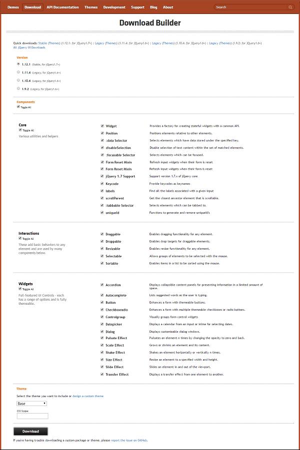 JqueryUI Custom Download Page