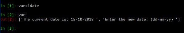 Output of system command