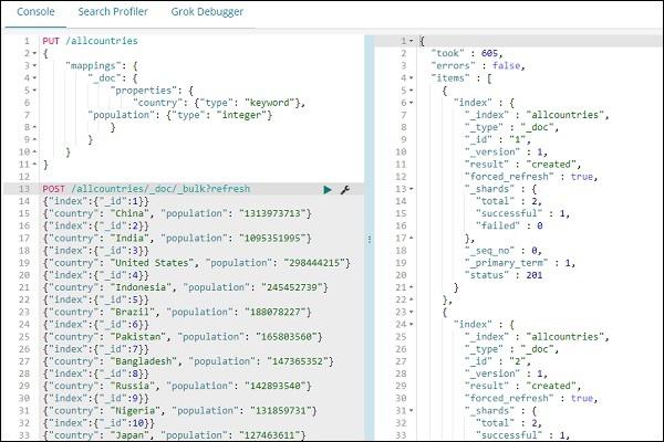 Kibana using bulk