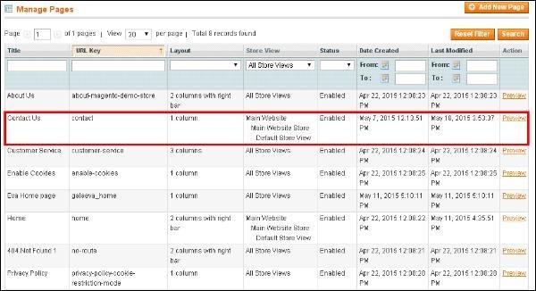 Magento Setup New Pages