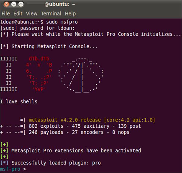 sudo msfpro