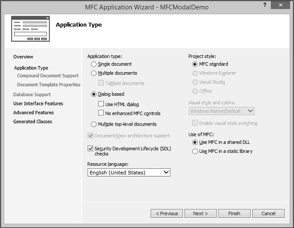 MFCModalDemo Type