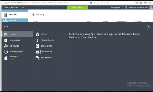 Management Portal Create New