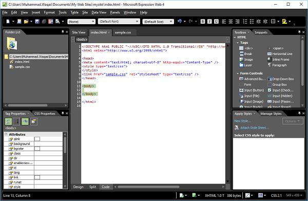 index.html page