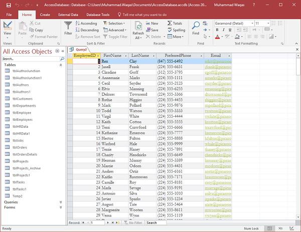 Field Query Result
