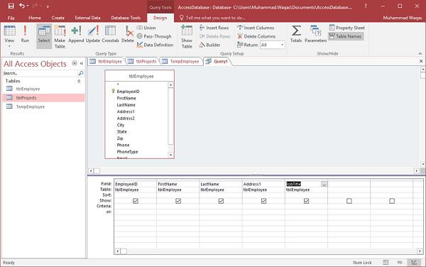 Table Dialog Box