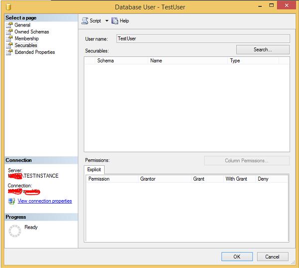 Database TestUser