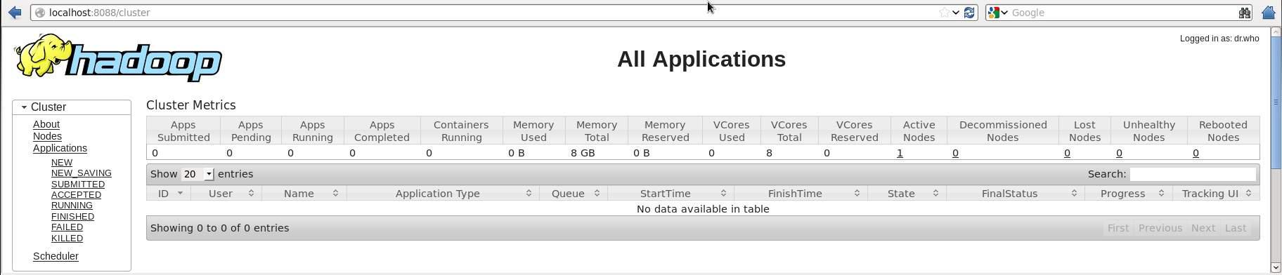 Cluster Hadoop Aplicação
