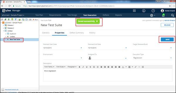 Saved Test Suite