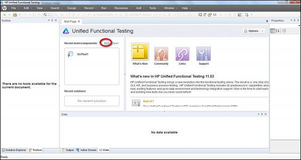 New Test Selection from Home Page