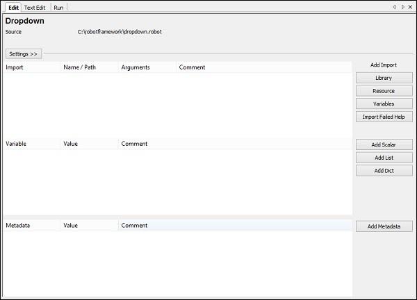Dropdown Add Import