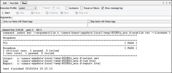 Dropdown Execution Details