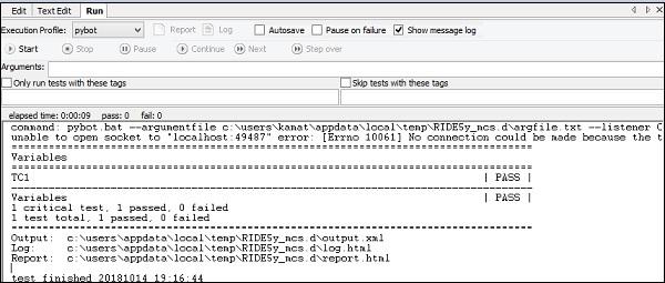 Execution Dictionary Variable