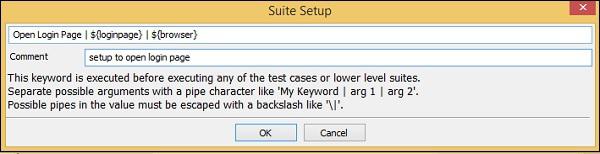 Suite Setup setting