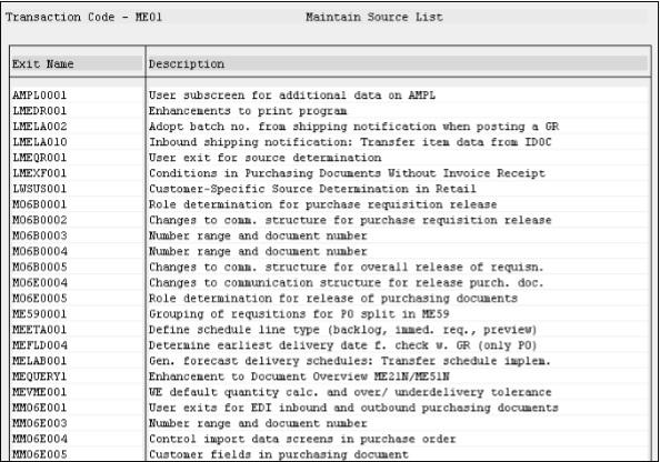 Transaction Code ‘ME01