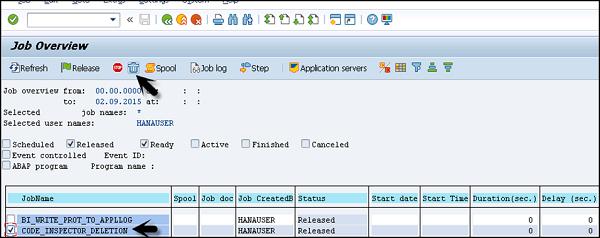 Job Overview Delete