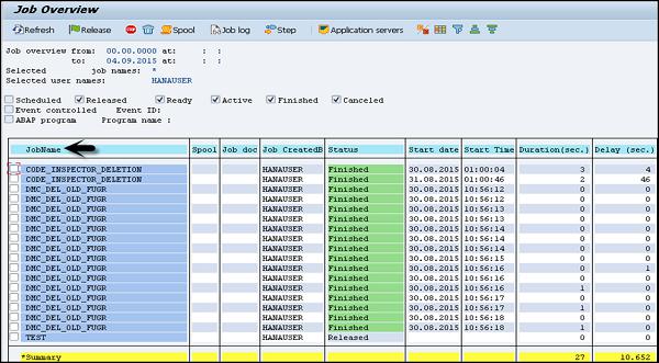 SAP Job Selection