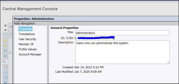 SAP BO Properties