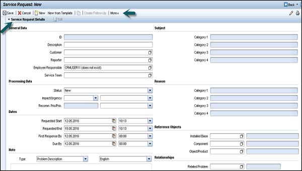 Service Request Transaction