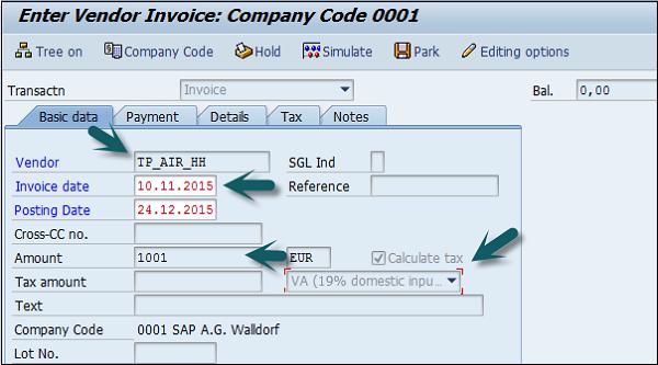 Incoming Invoice Details