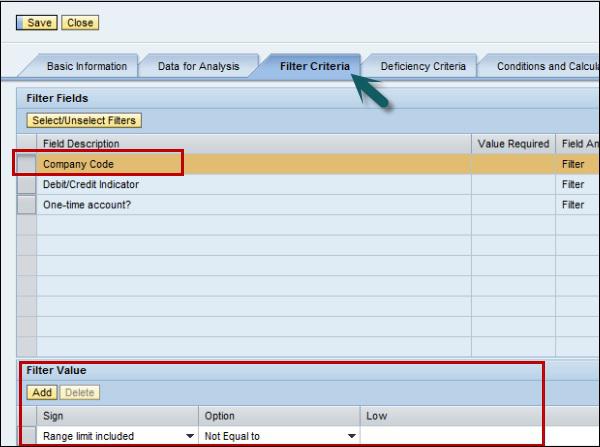 Filter Criteria