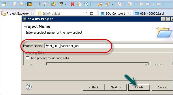 Project Name Click Finish