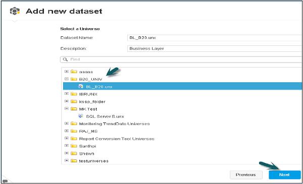 Connecting Universe Data Source Step3
