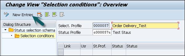 Selection Condition Entries