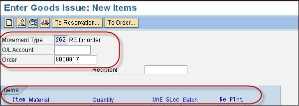 Enter Goods Issue