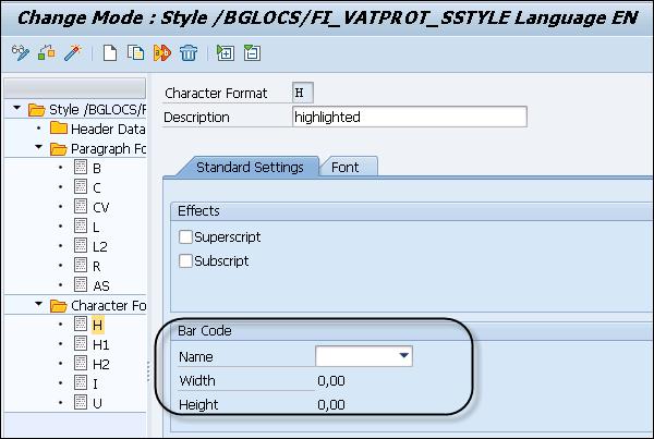 System bar code