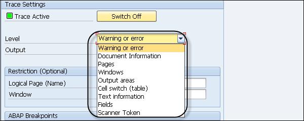 Trace Settings