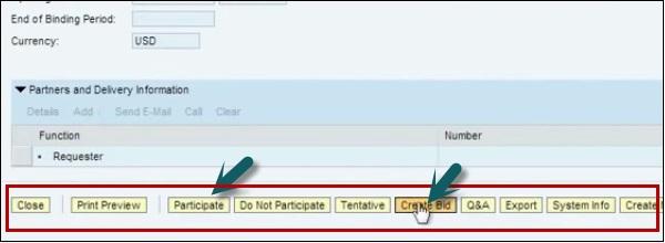 Participant and Create Button