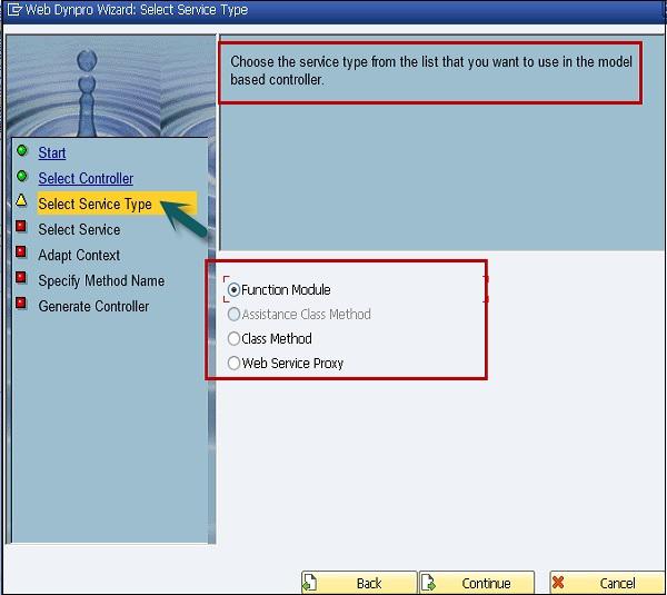 Select Service Type