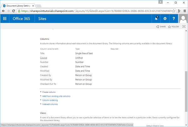 Library Settings Columns