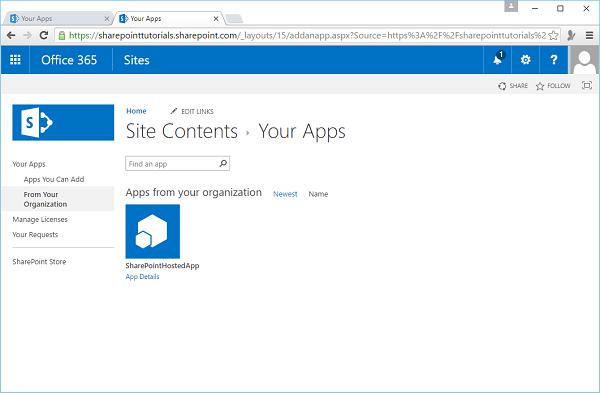 Select app from Organization