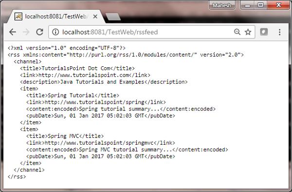 Spring RSS Generation