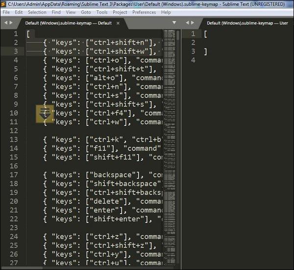 Key bindings in Sublime Text2